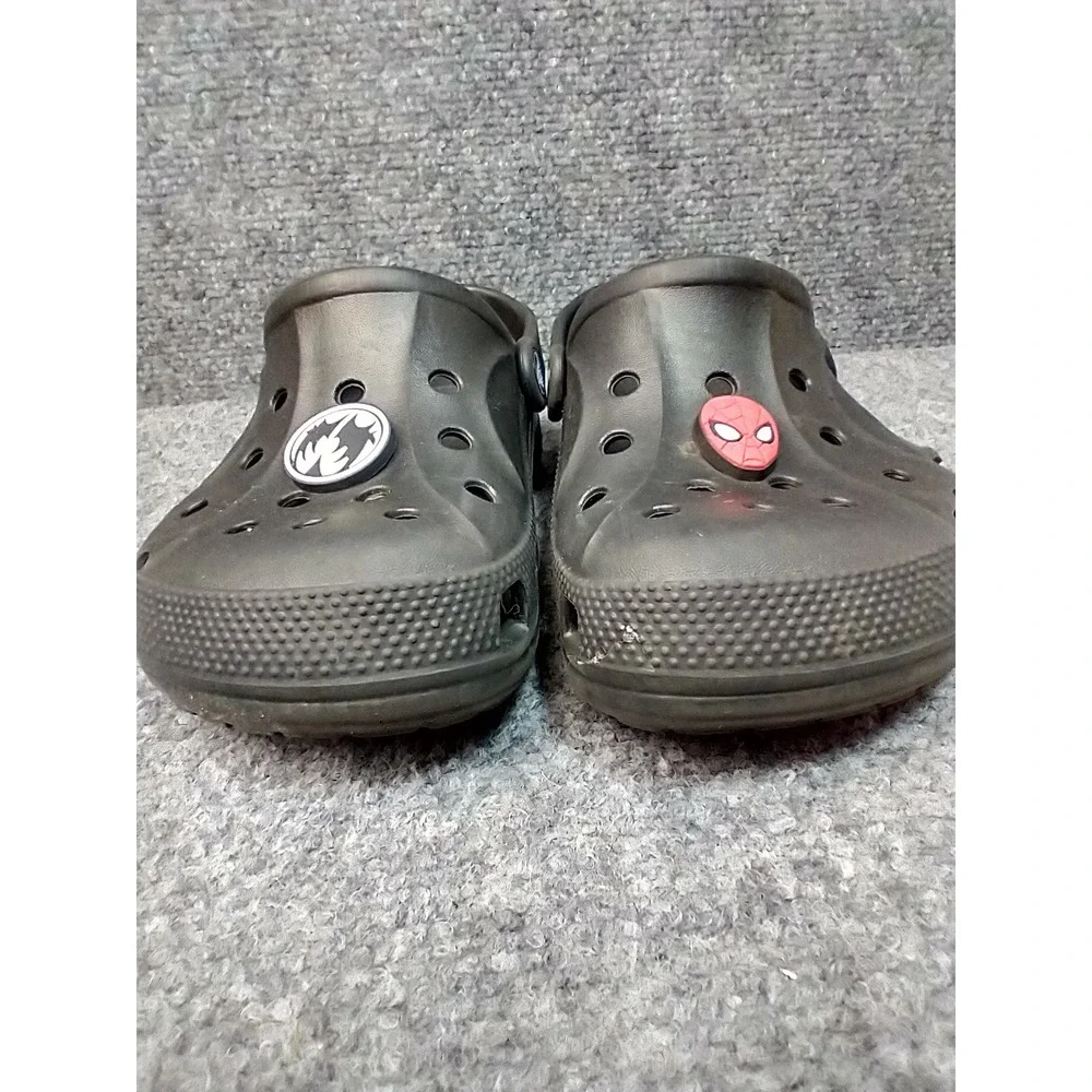 Crocs Kids Classic Clogs Black Mismatched Sizes J1 Spider-Man Batman Jibbitz